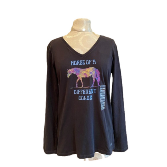 NWT Life Is Good Horse Of A Different Color Long Sleeve Tee Shirt Size Medium - Picture 1 of 8